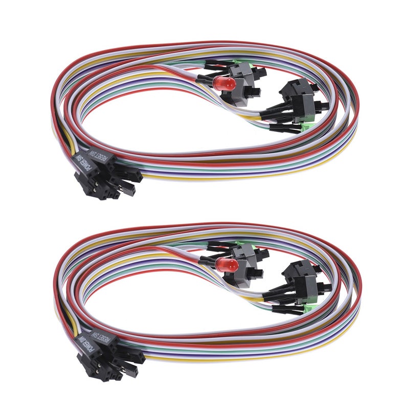 Warmstor 2 Pack 2-Pin PC Power Switch Cable 27-inch Desktop On Off Reset Push Button ATX Front Bezel Wire with HDD SW LED Indicator Light for Desktop Computer Case - Image 3